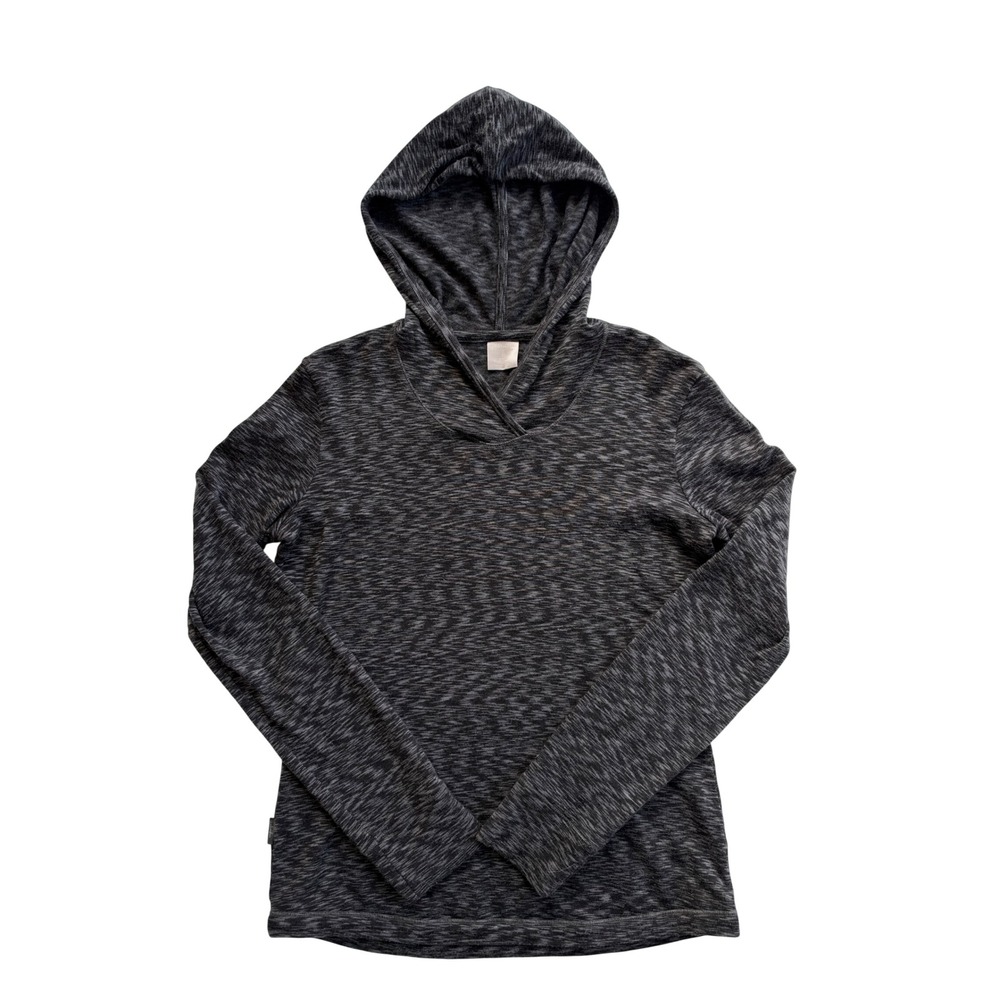 Icebreaker Merino Wool Hoodie Womens Large Gray Space Dye Long Sleeve Pullover